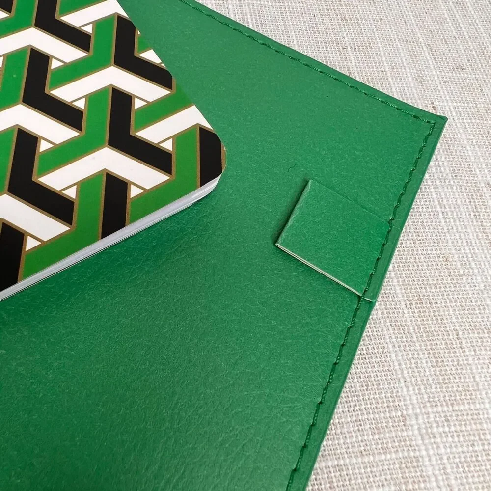 Jonathan Adler Faux Leather Tiger Travel Journal Green Safari Removable Folio
